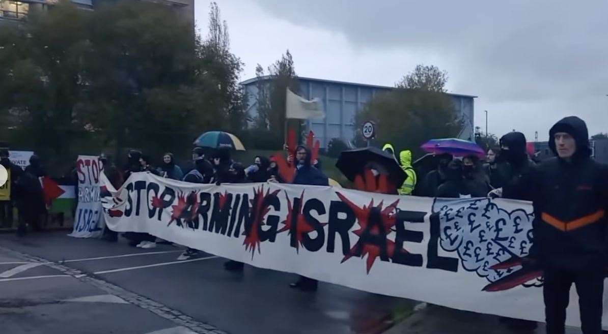 Activists from Palestine Action are protesting against military tech company Elbit at Sandwich Discovery Park. Picture: Palestine Action/ Instagram