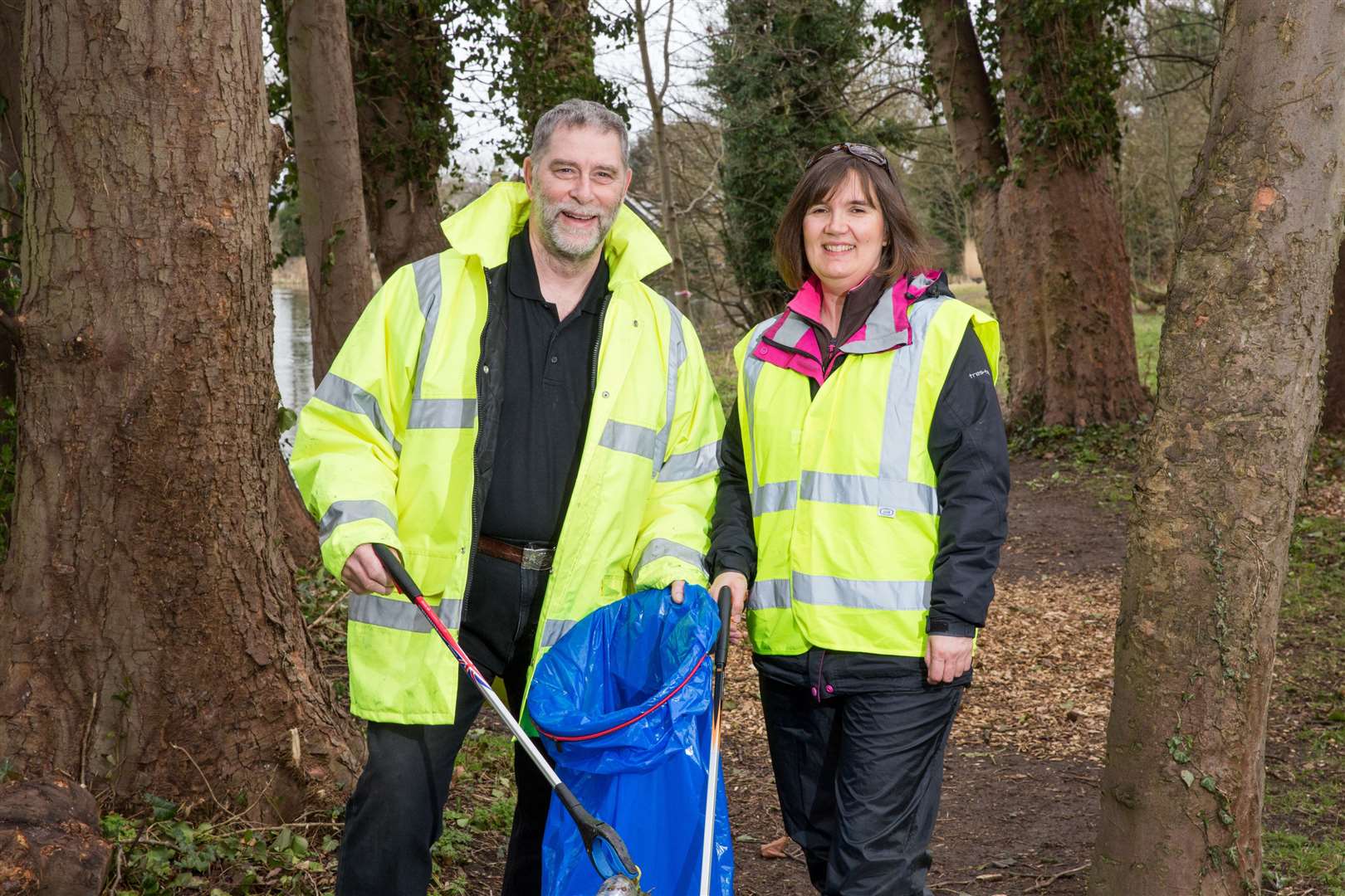 The Mayor pictured on a litter pick around Clare Lake in East Malling with fellow councillor Michelle Tatton