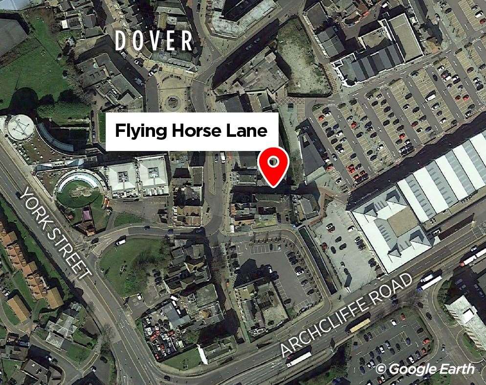 The property sits in Flying Horse Lane, Dover