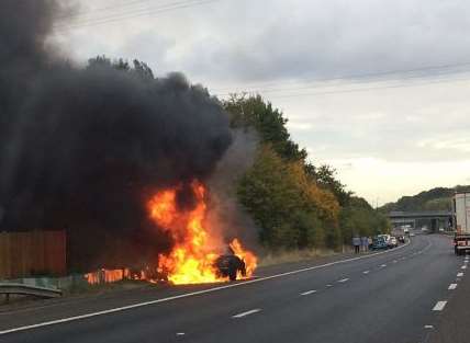 The car was engulfed. Picture: Peter Maclaine.