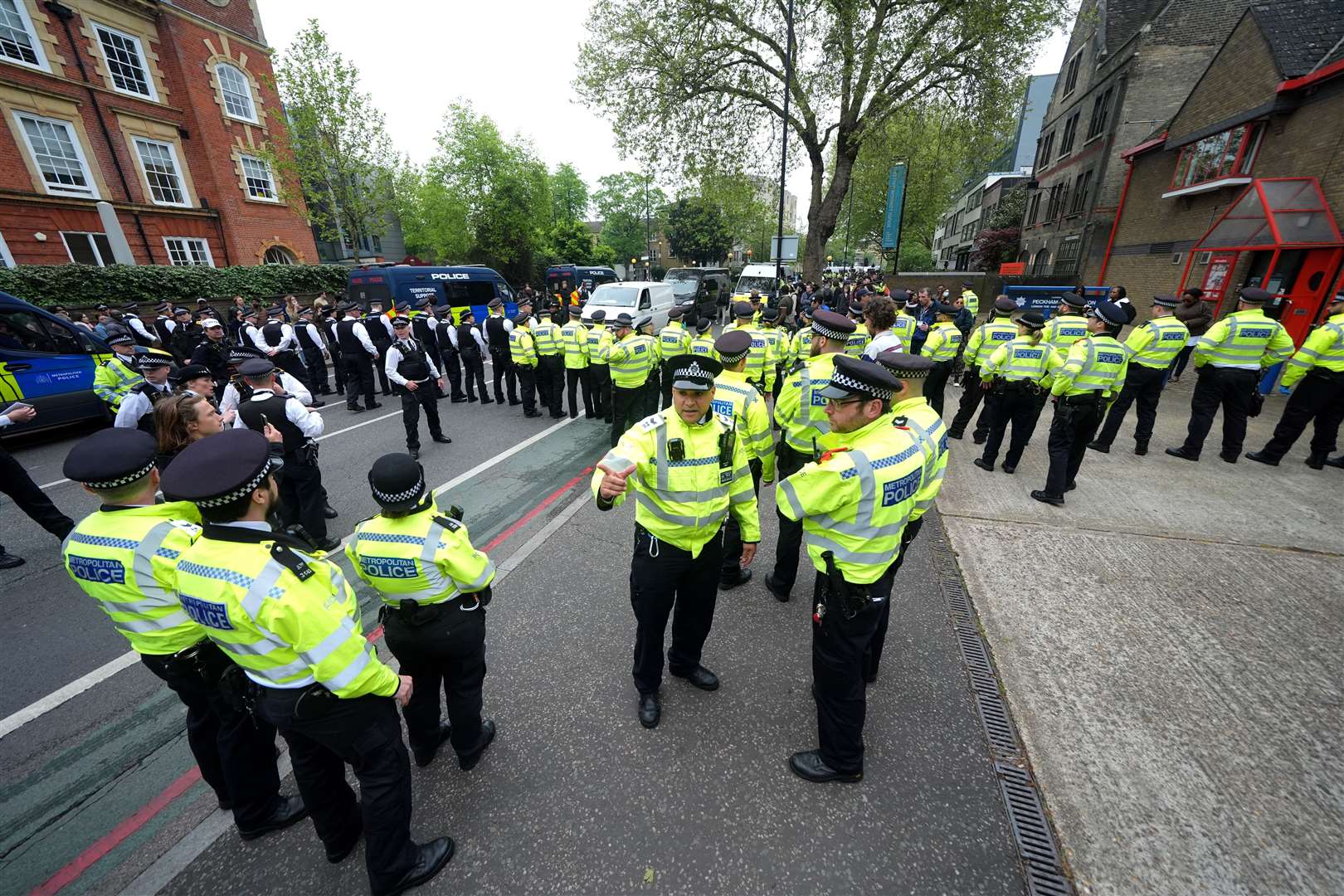 Police officers at the scene in Peckham (Yui Mok/PA)