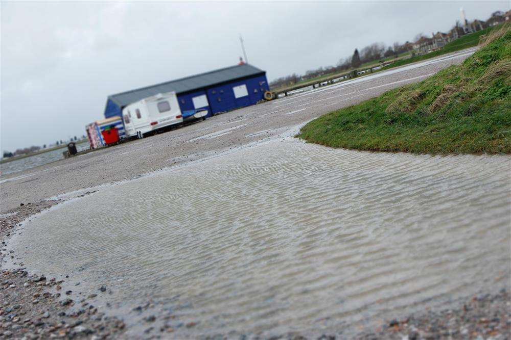 Flooding at Barton's Point Coastal Park, Sheerness