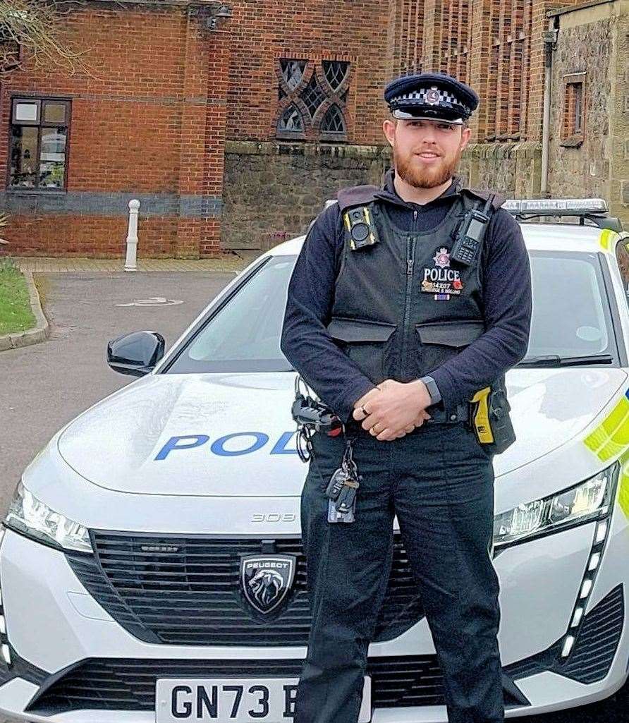 PC Connor Geelan has been engaging closely with residents and businesses to help tackle issues and concerns including women’s safety, shoplifting and speeding. Photo: Kent Police