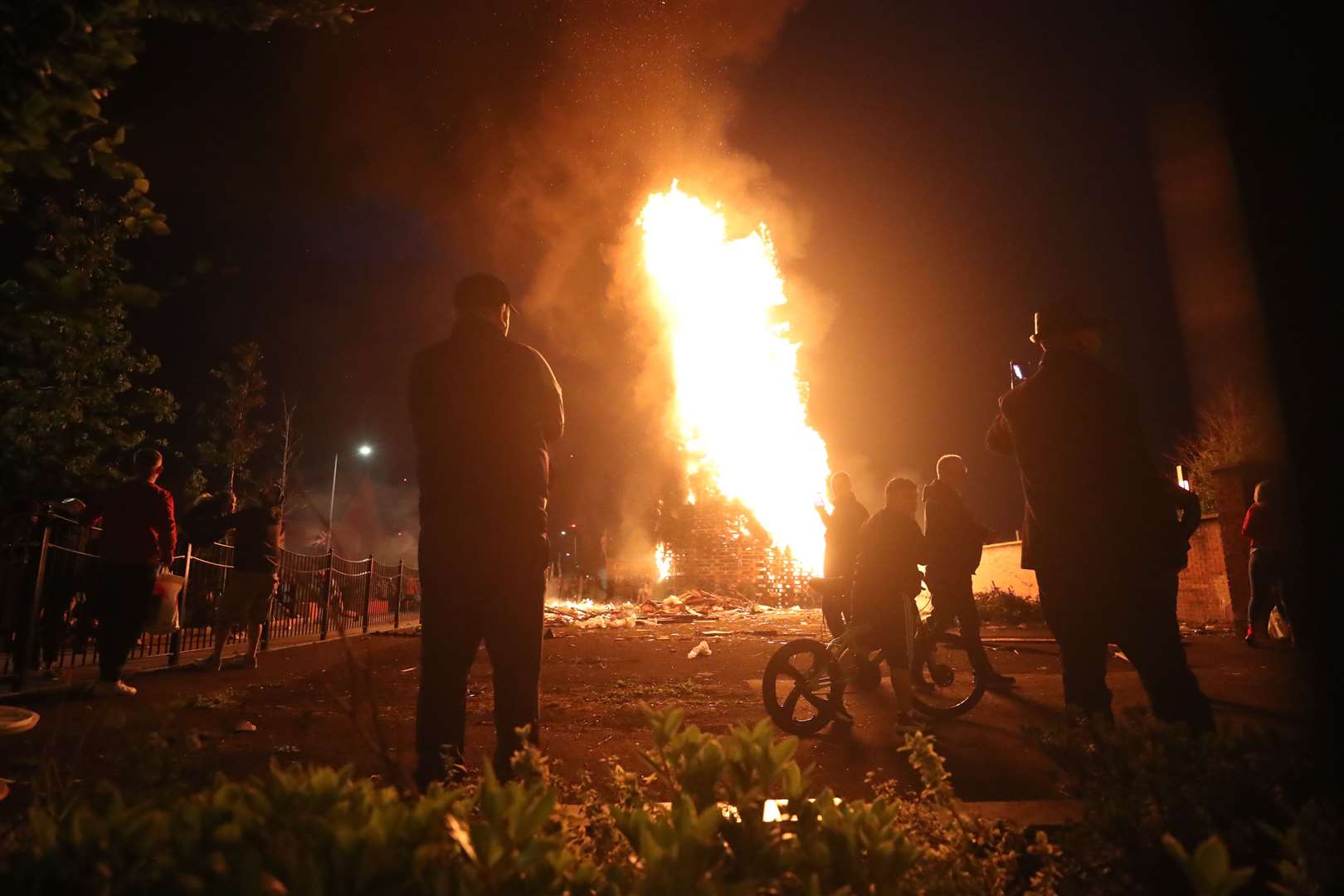 A bonfire in Belfast’s Lower Newtownards Road (Niall Carson/PA)