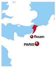 A map of Rouen in France.