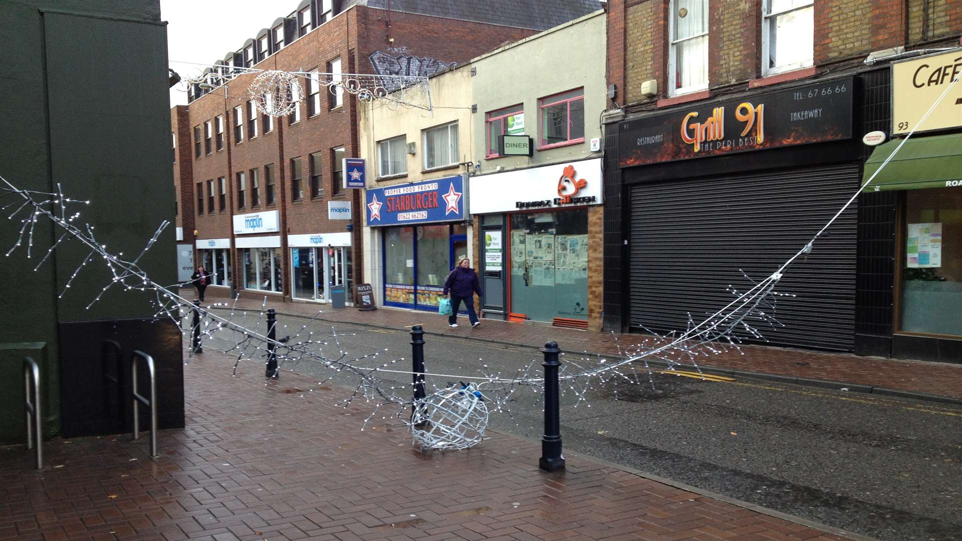 Week Street has been closed to vehicles after the lights were blown down