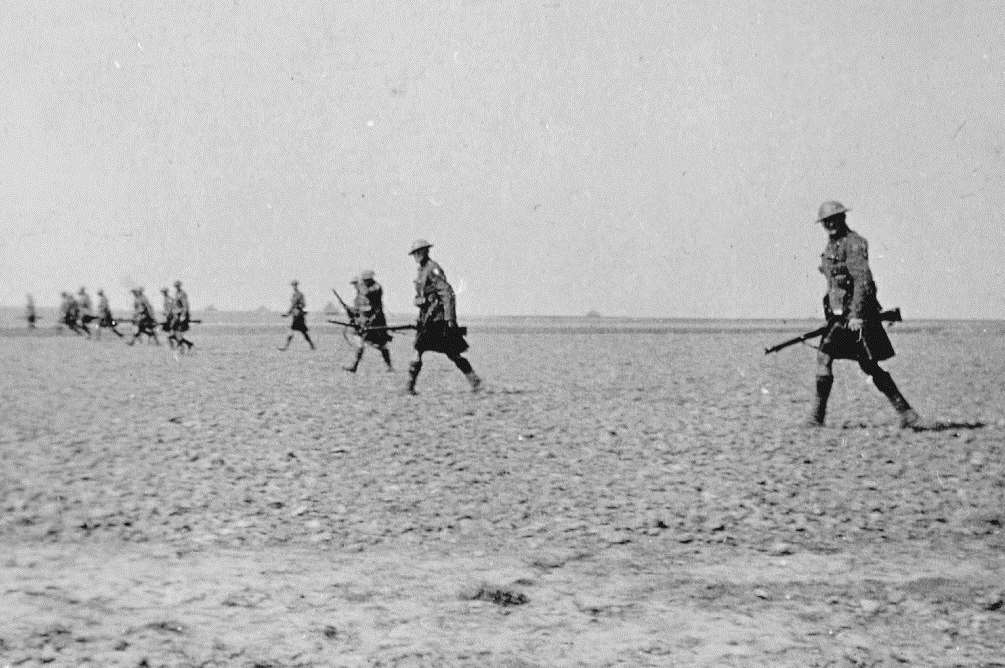 British soldiers on the move. Picture courtesy of Richard van Emden from his book The Road to Passchendaele