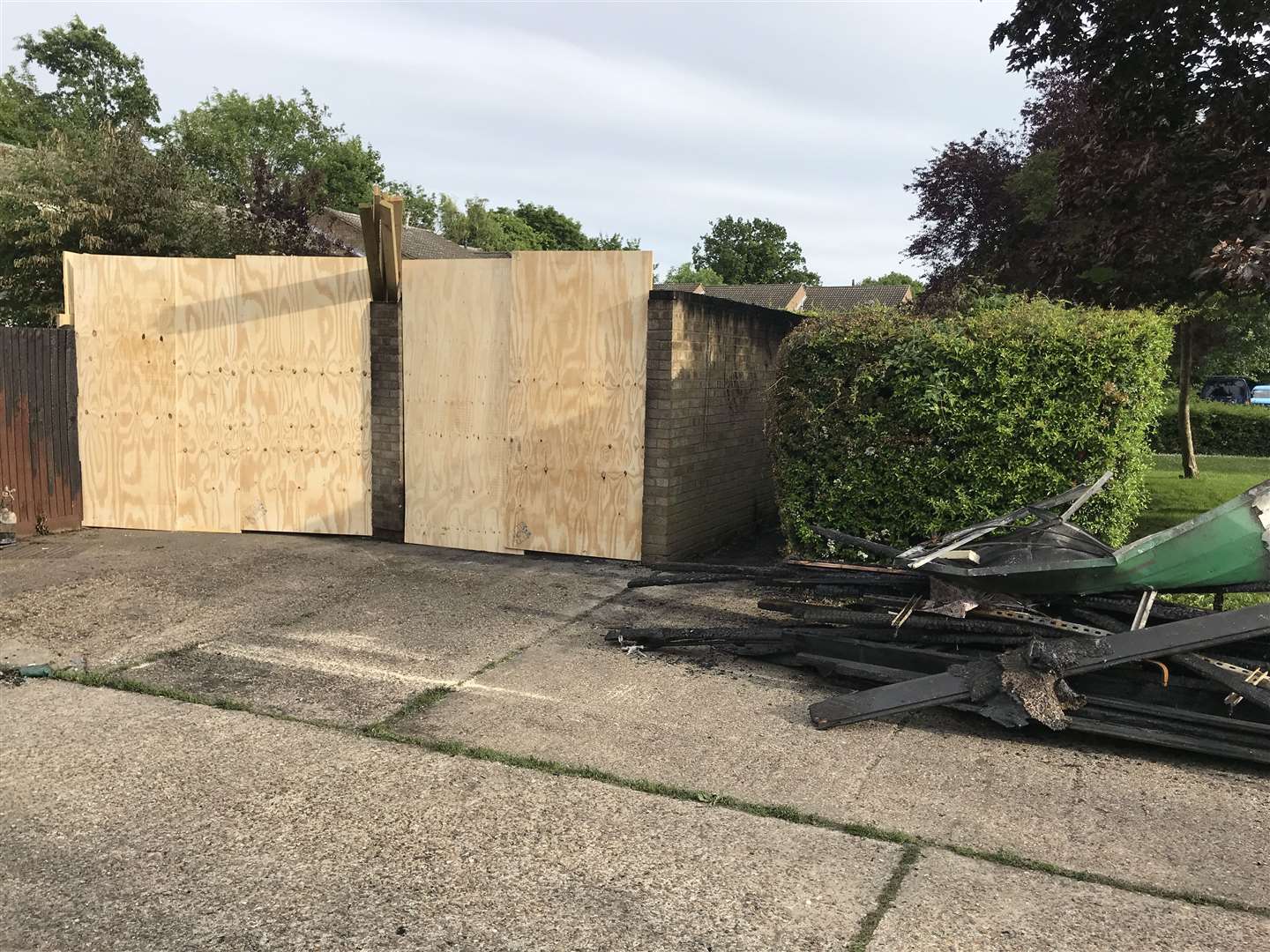 The aftermath of a garage fire in Caling Croft, New Ash Green (12535489)