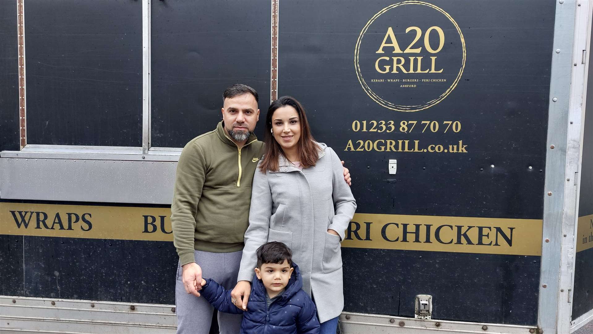 Ozcan Yalcin pictured with his wife Yegana Yalcin, and three-year-old son Cihangir Yalcin