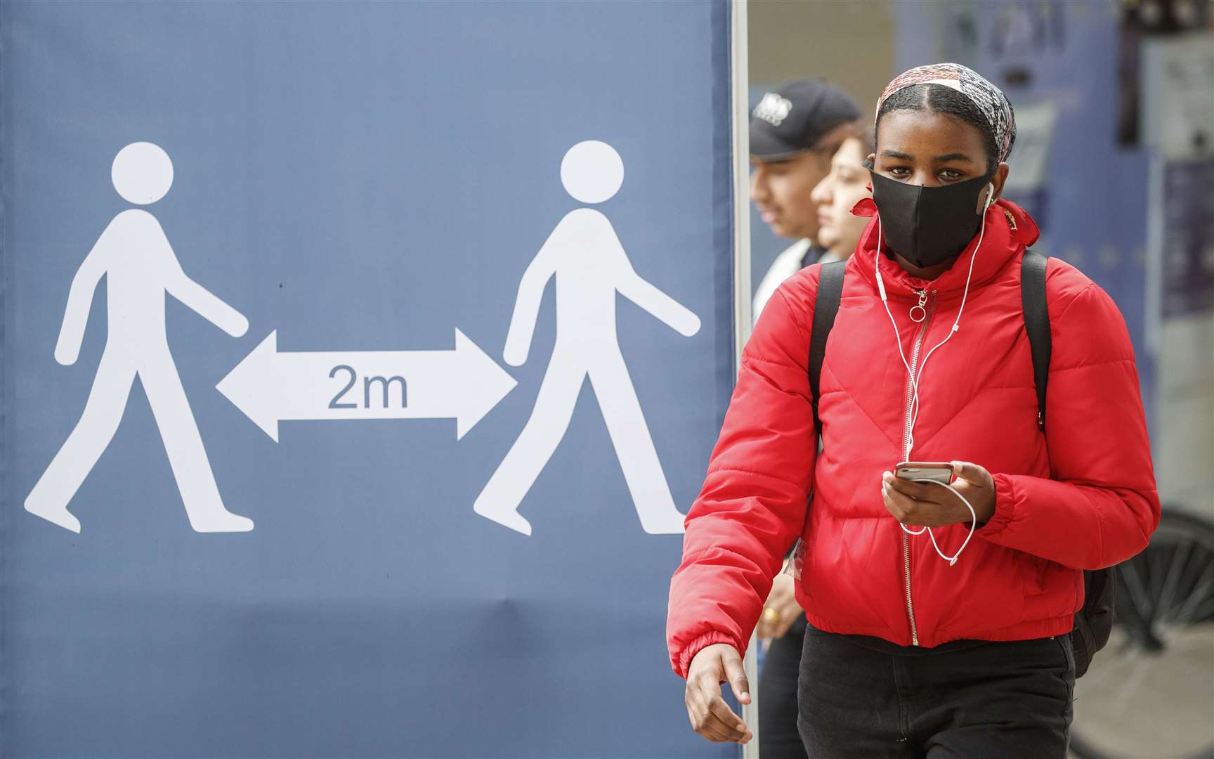 A social distancing sign in Leeds city centre, West Yorkshire (Danny Lawson/PA)