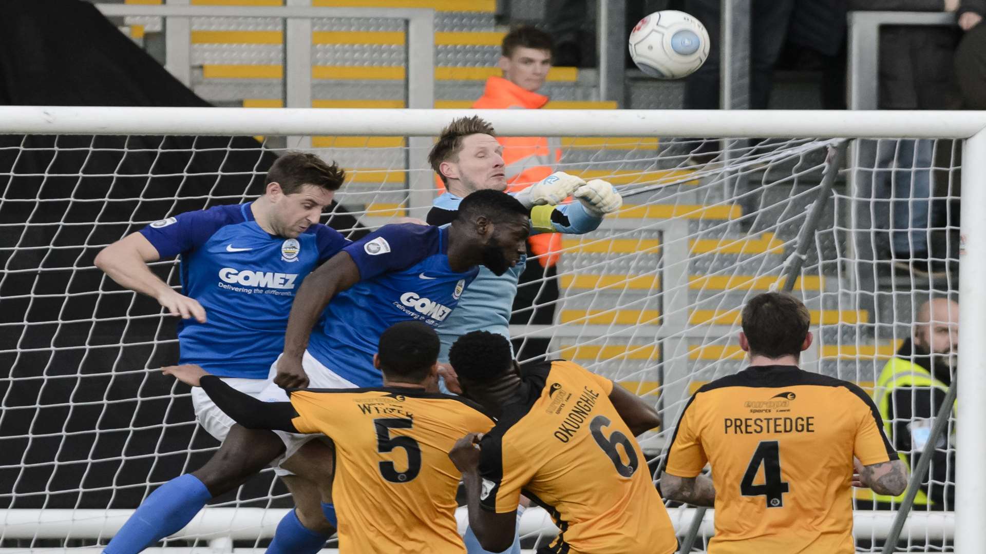 Stones stopper Lee Worgan called into action Picture: Andy Payton