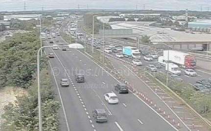 Congestion from the crash on the Dartford side of the crossing is halfway back to junction 29, the A13, as well as routes through Thurrock. Picture: Motorway cameras