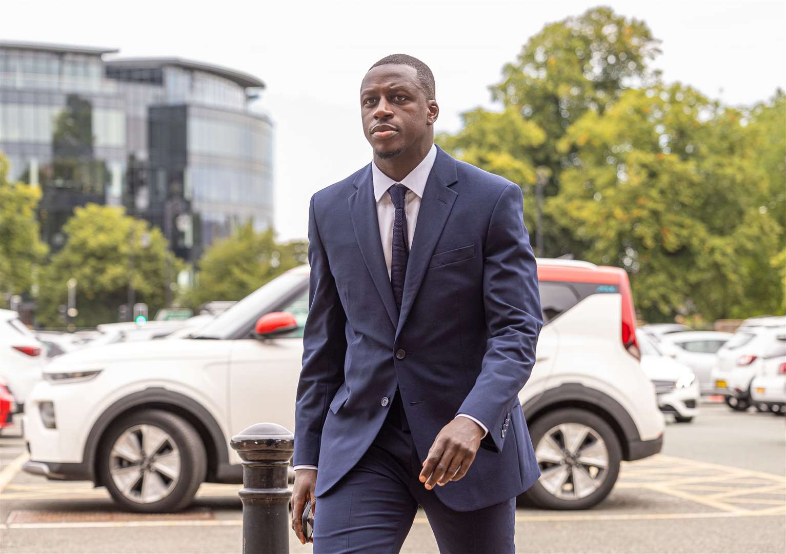 Manchester City footballer Benjamin Mendy arrives at Chester Crown Court (David Rawcliffe/PA)