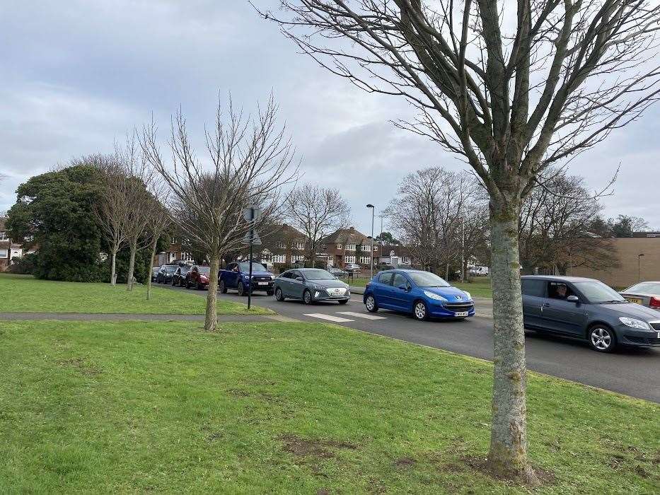 Queues for bottled water at Dane Court