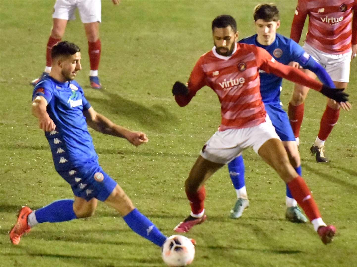 Ebbsfleet's Christian N'Guessan in action against Worthing on Tuesday night. Picture: Ed Miller/EUFC