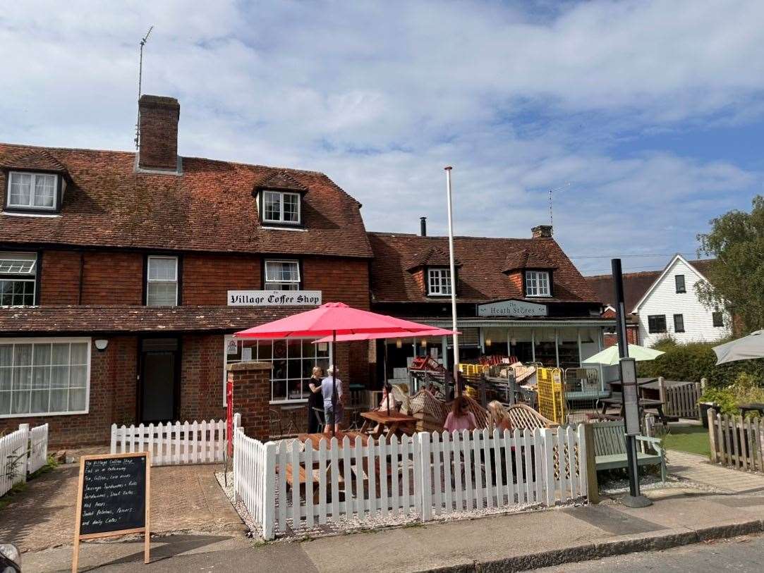 The outdoor seating at The Village Coffee Shop in Goudhurst Road, Horsmonden