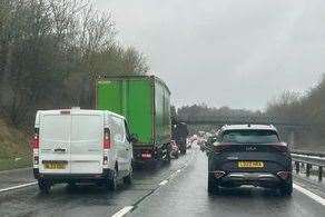 There are queues on the M2 between Faversham and Sittingbourne following a crash