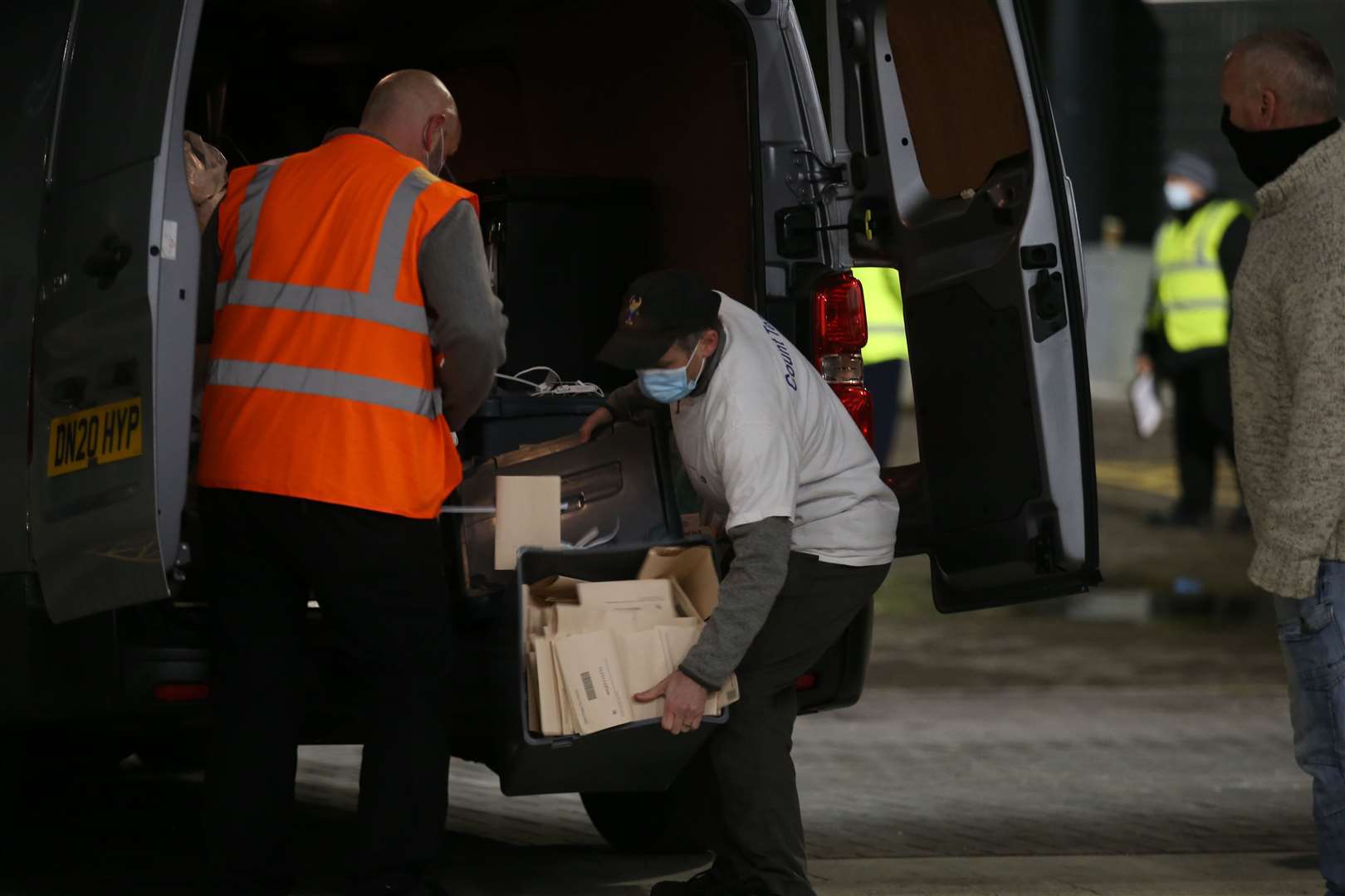 One of the first boxes delivered to the venue broke open as it was taken from the van (Andrew Milligan/PA)