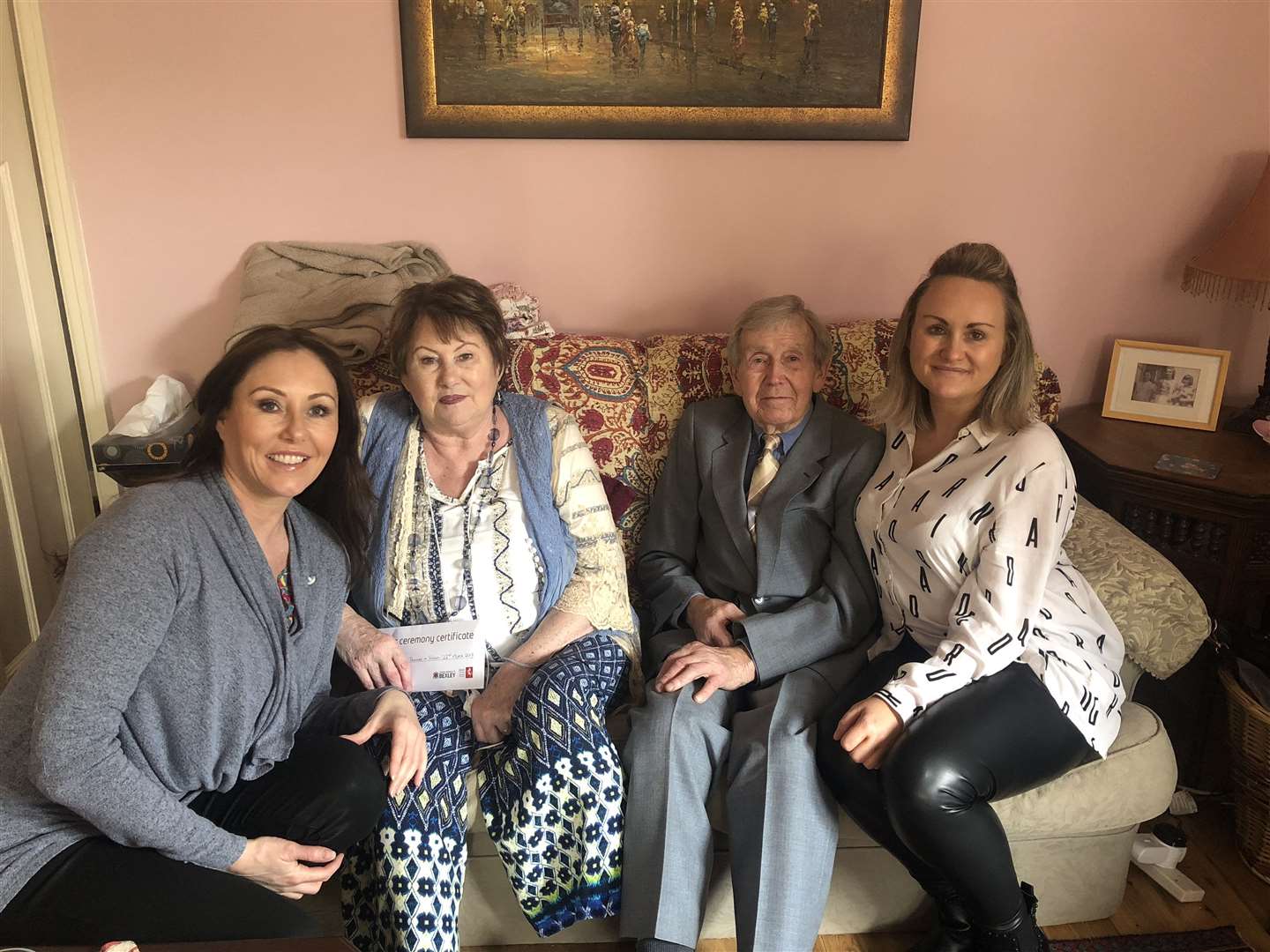 Josie Blackett on left with her late mum, sister and dad