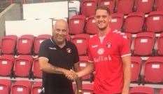 James Ball with Ebbsfleet manager Garry Hill.