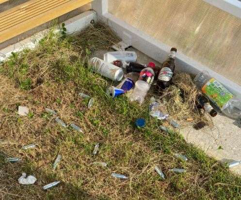 Empty bottles and nitrous oxide canisters have been found left behind at the Jubilee Field sports ground in Staplehurst