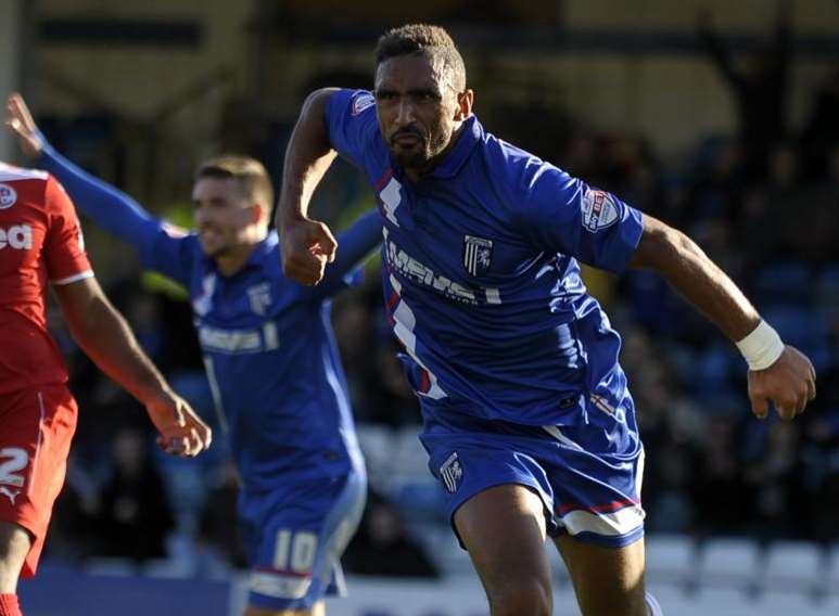 Leon Legge celebrates his goal against Crawley. Picture: Barry Goodwin