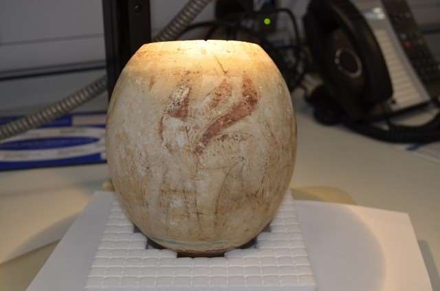 A decorated egg from the Isis Tomb, Vulci, Italy (Tamar Hodos/University of Bristol)
