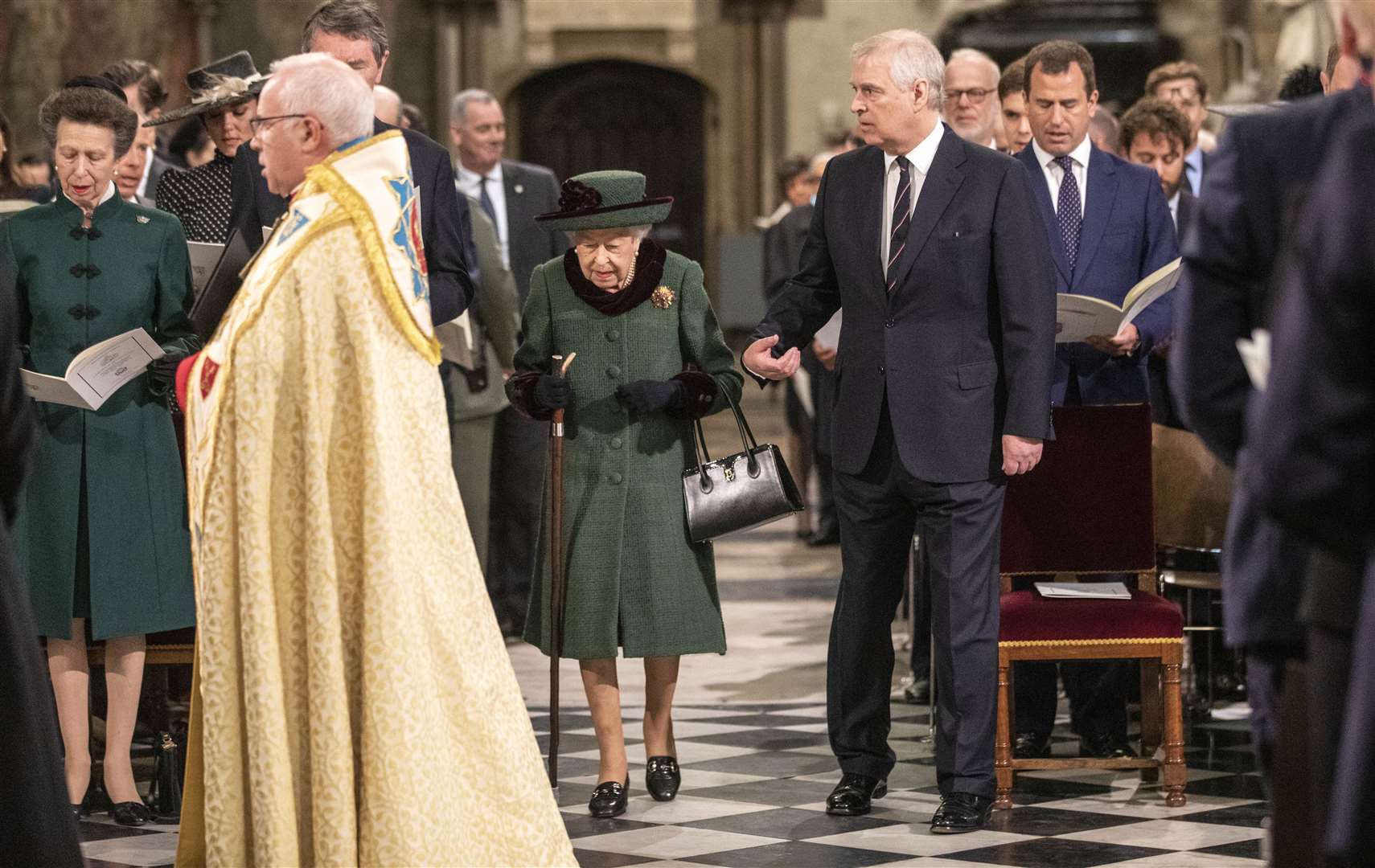 The Queen and the Duke of York arrive at a Service of Thanksgiving for the life of the Duke of Edinburgh, at Westminster Abbey in March (Richard Pohle/The Times/PA)