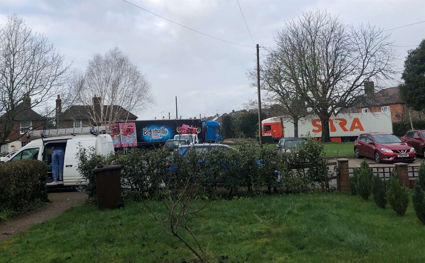 Just two of the lorries in Mersham on Wednesday afternoon. Picture: Kate Agrell