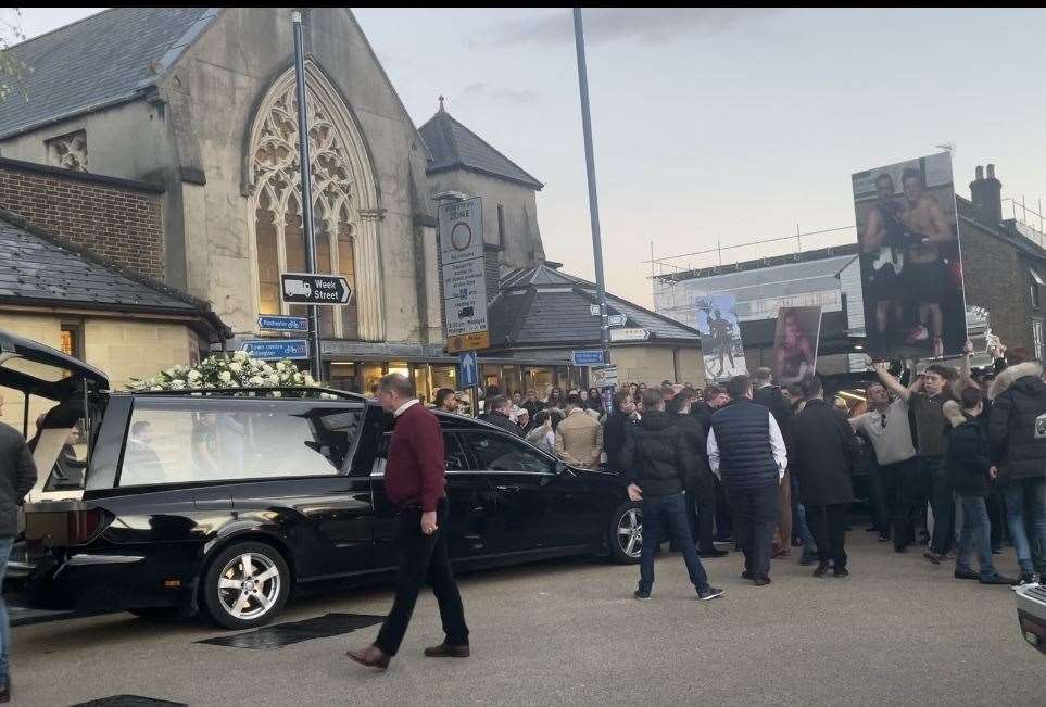 A mass service was held on Monday, for the four men who died in a crash near Headcorn on October 10. Pictures were held aloft of the deceased