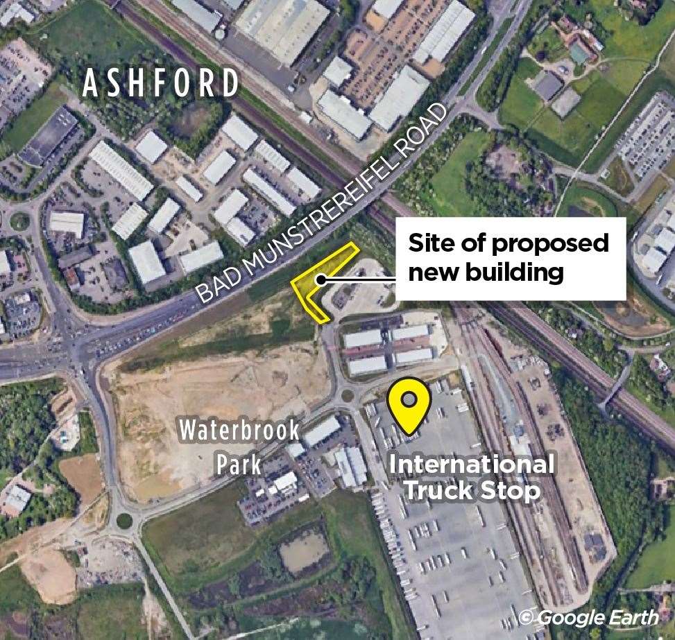 The building would sit next to the newly approved David Lloyd Health Club site on Waterbrook Park, Ashford