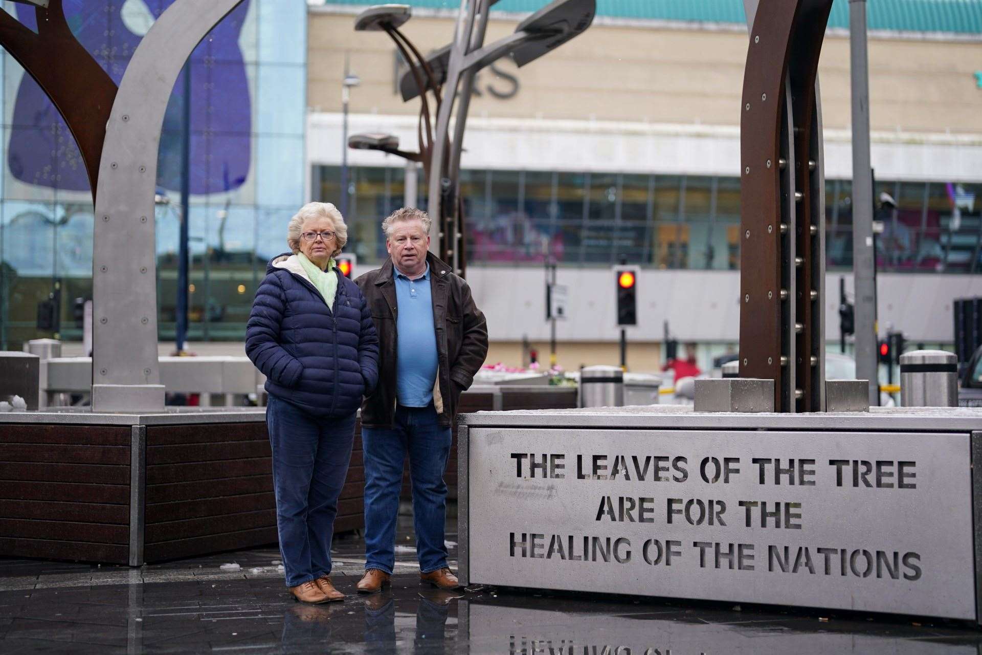 Campaigners Julie and Brian Hambleton, whose sister Maxine died in the bombings (Jacob King/PA)