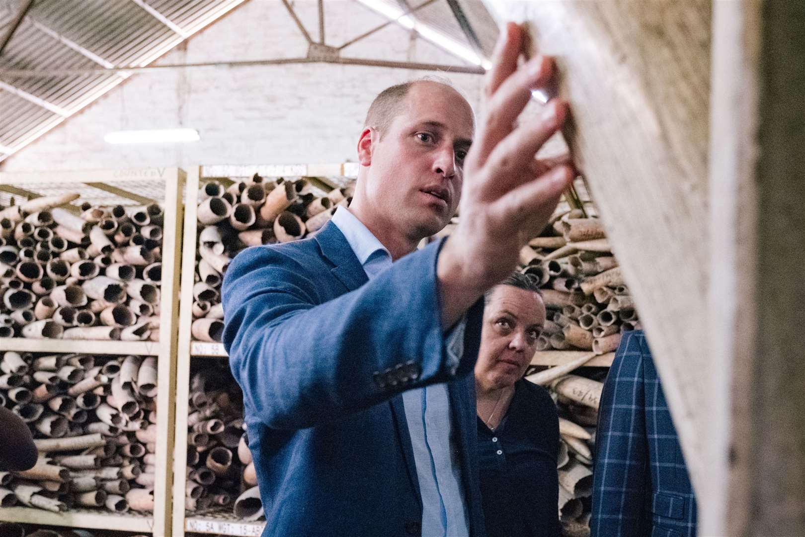 The Prince of Wales is shown a stockpile of seized ivory during a visit to Tanzania (Kensington Palace/PA)