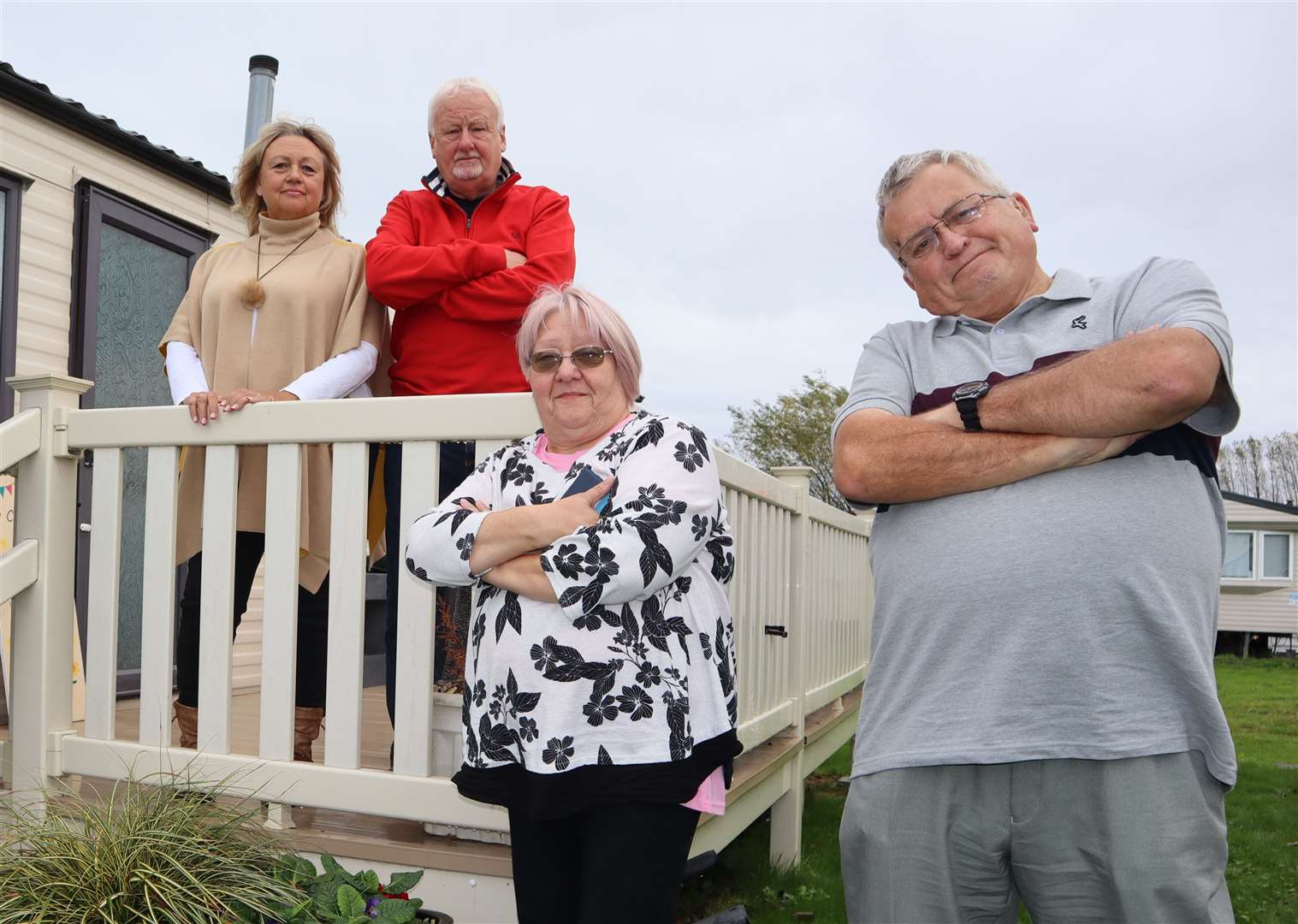Residents at Ashcroft Coast holiday park in Plough Road, Minster. From the left, Jane and Graeme Fothergill and Sue and Tony Downs