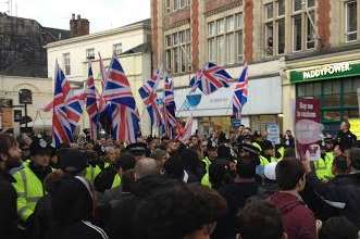 Britain First tried to make their way up the High Street but were stopped by anti-fascists