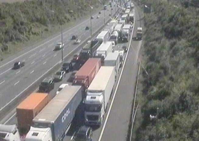 There are severe delays on the M25 due to a broken down lorry. Picture: National Highways