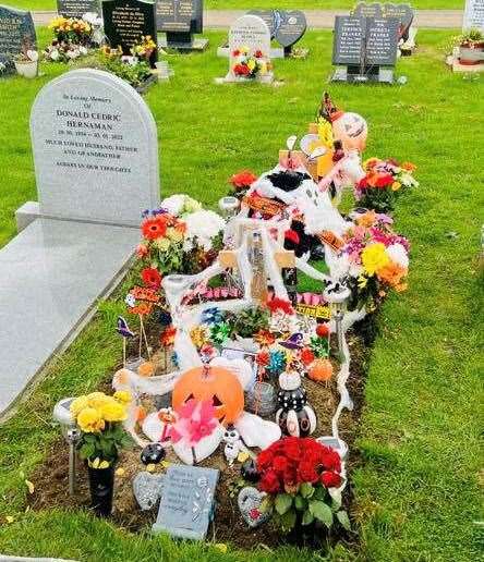 Naomi Jarnell has decorated her son Nicky Lowther's grave in Herne Cemetery in tribute to the 13-year-old’s love for Halloween. Picture: Naomi Jarnell