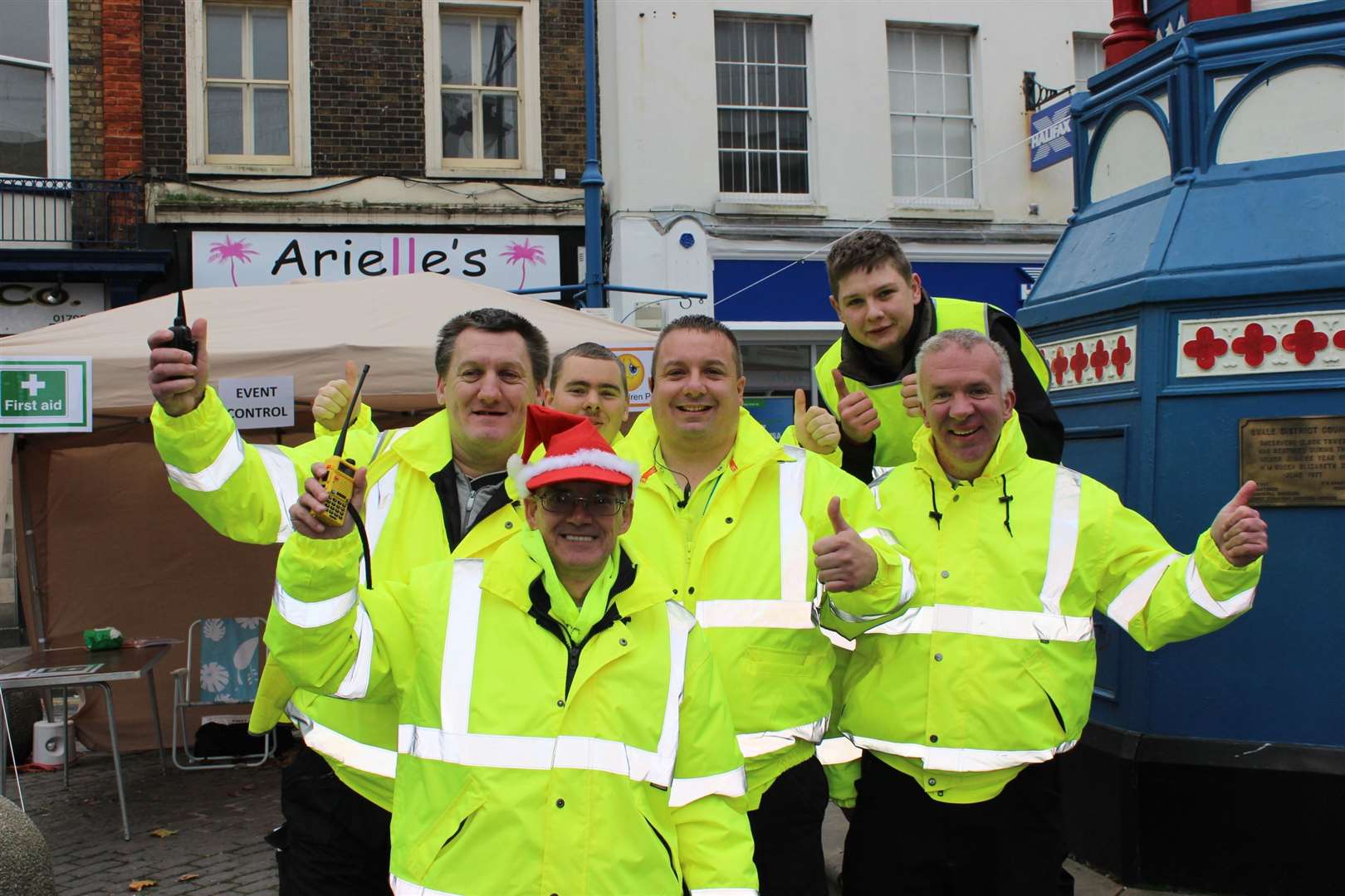 David O'Neil with Santa hat and his EMU's in Sheerness town centre