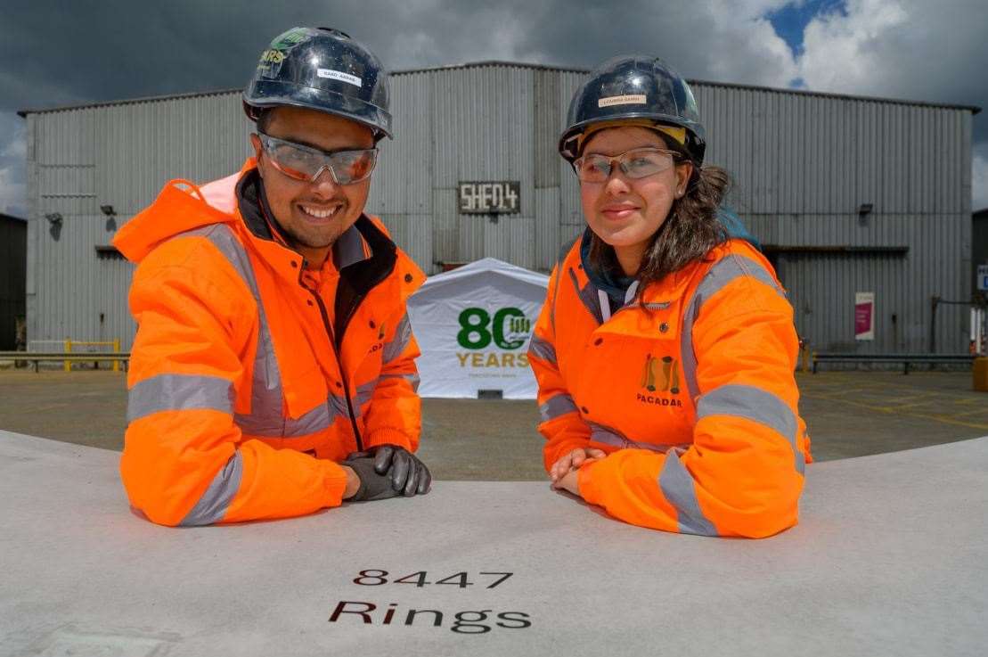 Husband and wife, Saad and Loubna, who cast final HS2 tunnel segment at Pacadar UK Isle of Grain factory