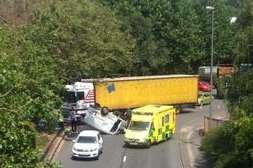 Royal Engineers' Road was closed after the crash. Picture: @meganalicerich