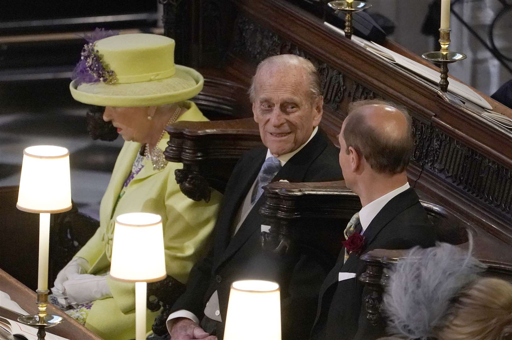 The Queen and Duke of Edinburgh during the wedding of Prince Harry and Meghan Markle at St George’s Chapel at Windsor Castle.