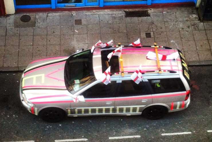 An England supporter's car that has been turning heads around Shepway