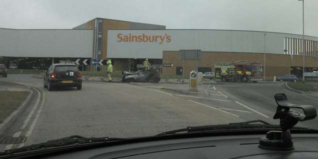 The car was found on the New Haine Road roundabout. Picture: Paul Wells