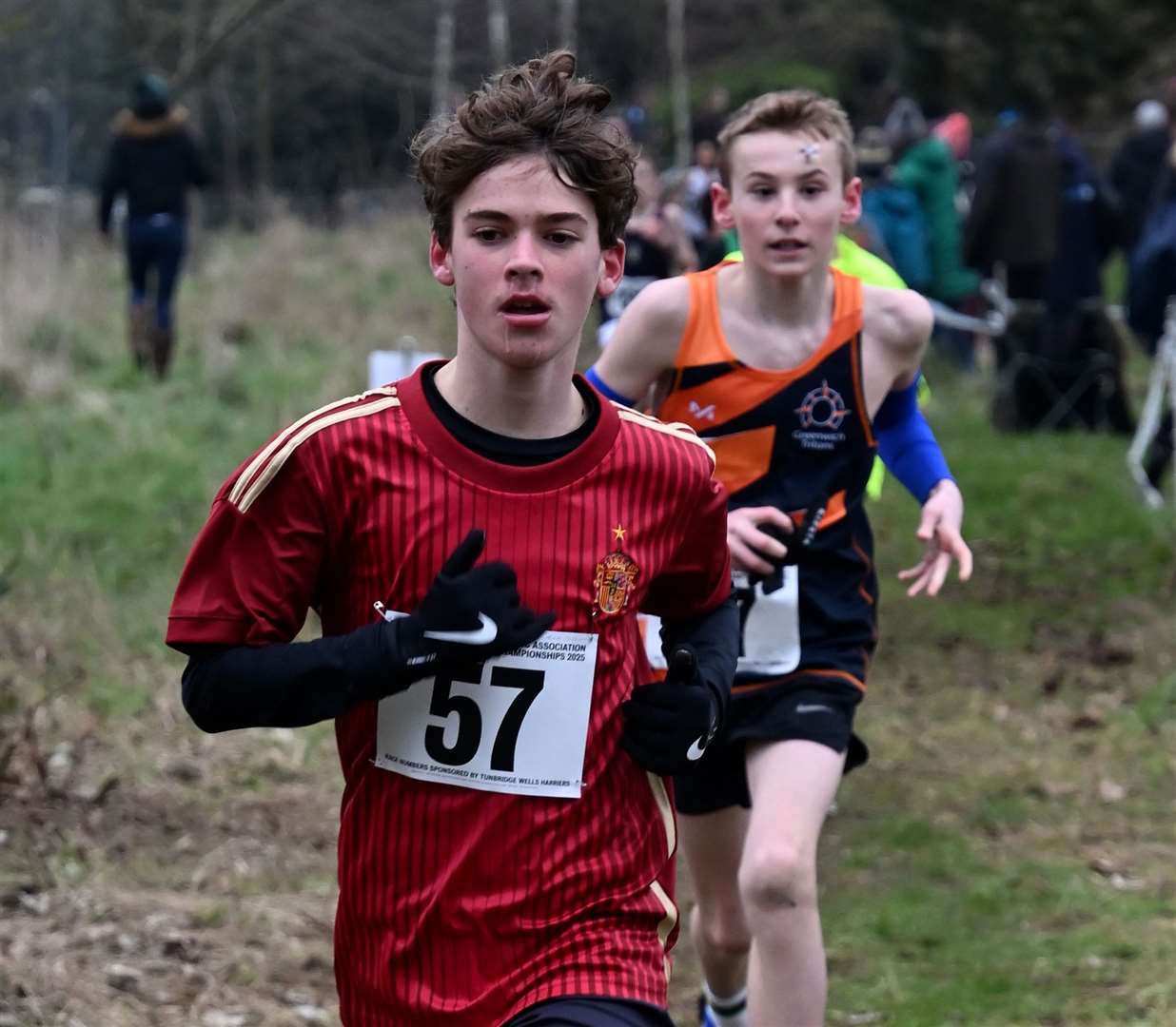 The Year 7 boys’ event included Canterbury & St Augustines’ Gene Zacharia. Picture: Simon Hildrew