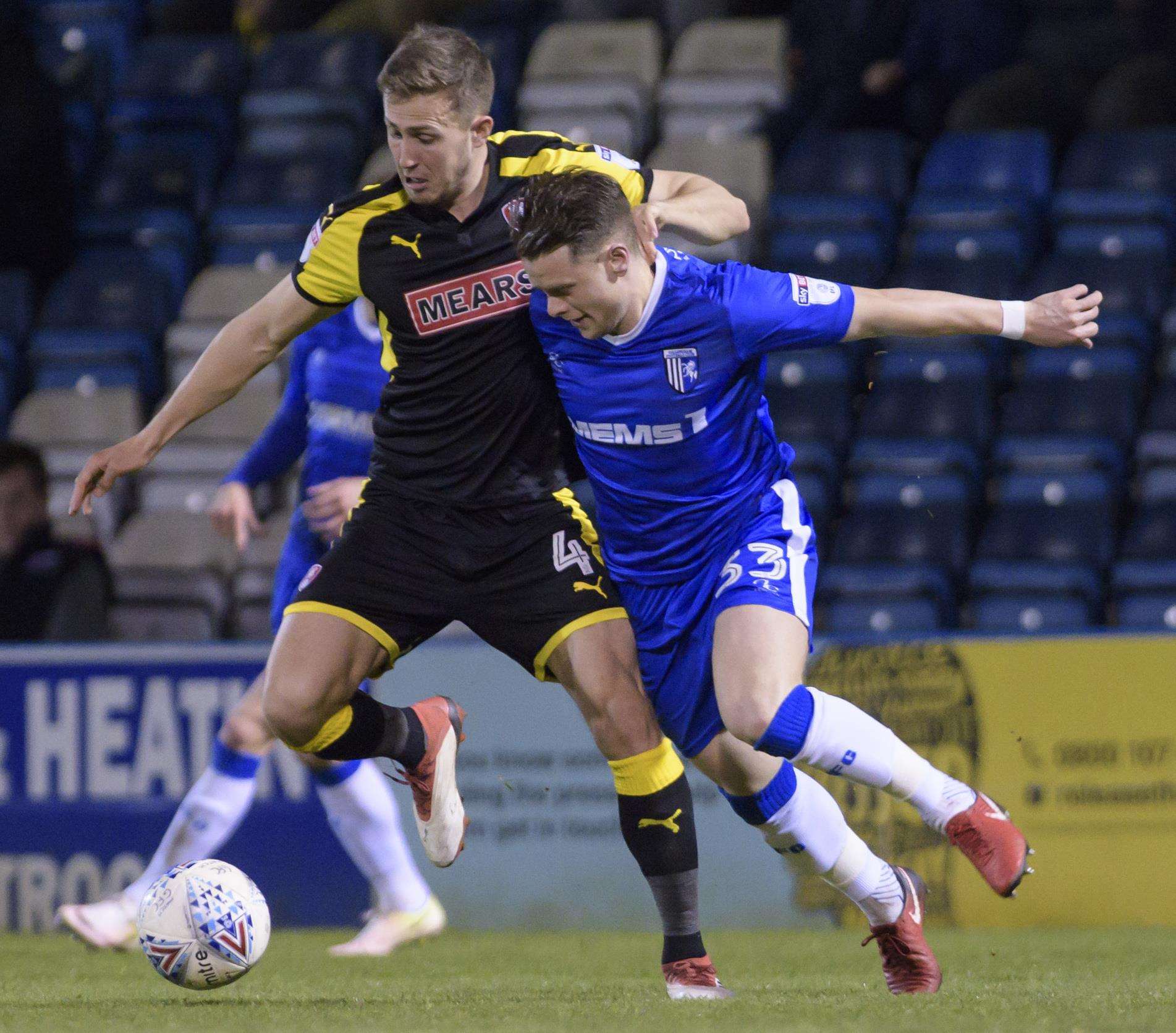 Mark Byrne tussles with Will Vaulks Picture: Andy Payton