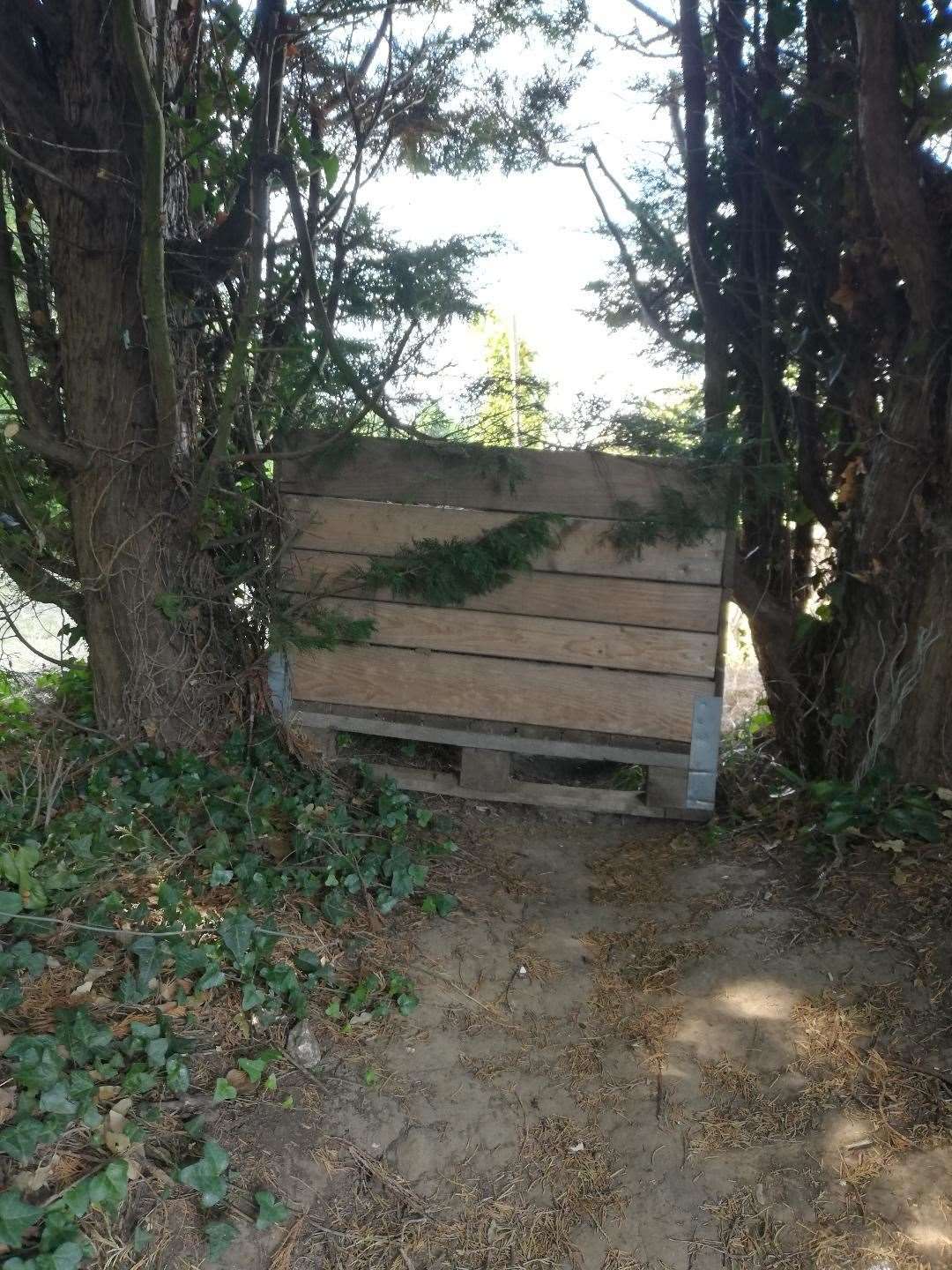 Gaps in the hedgerows have been blocked up round the orchard off Pump Lane, Rainham (15181357)