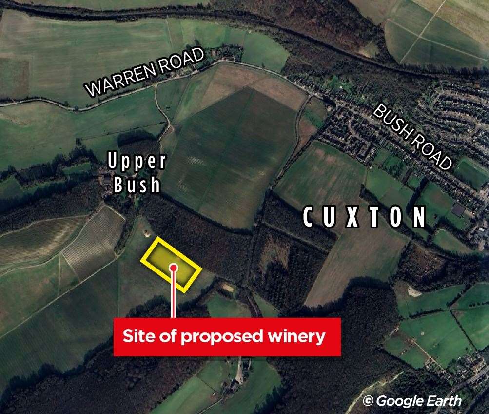 Location of the Proposed winery near Upper Bush, Cuxton