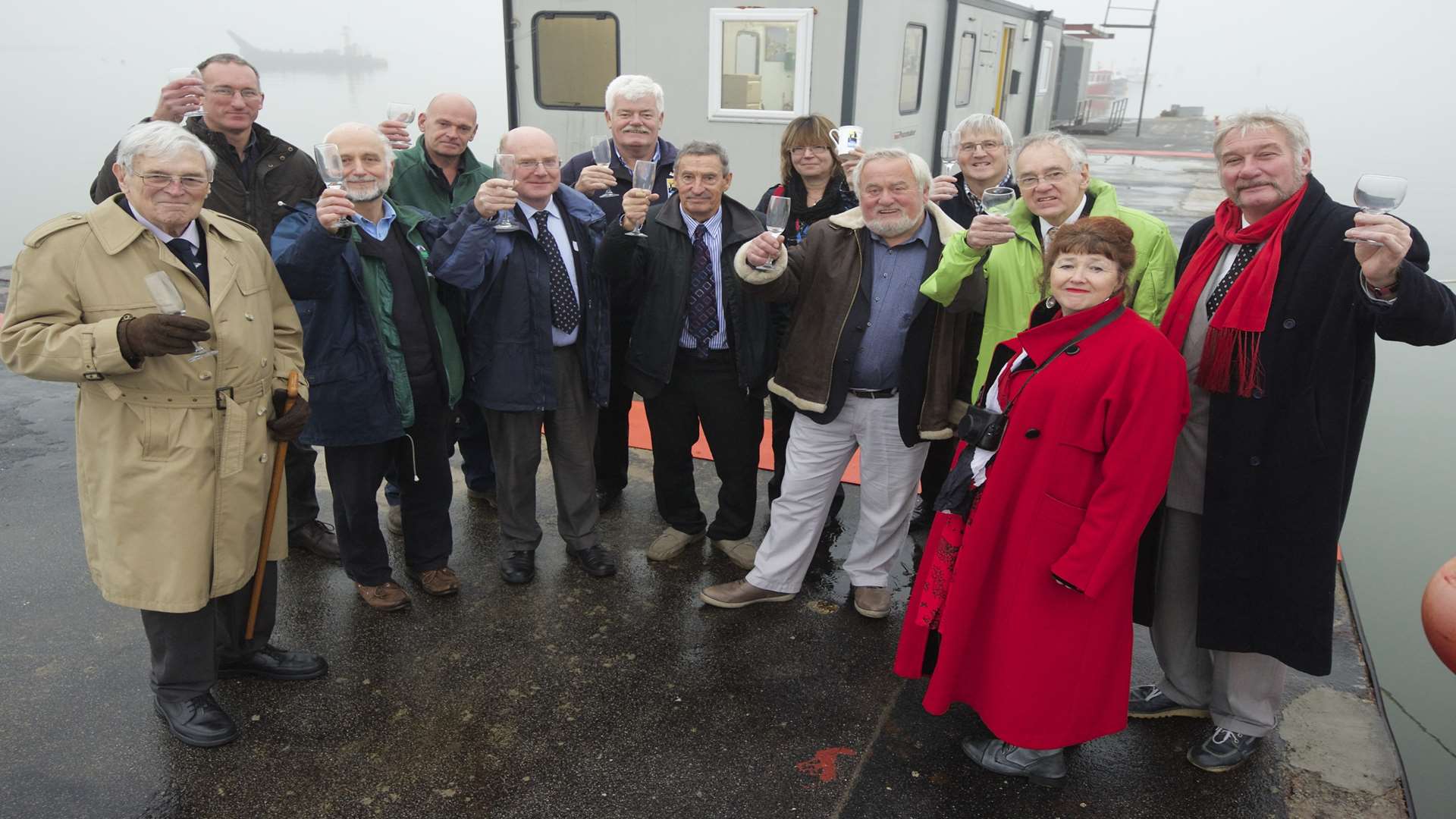 The first official public viewing of the Queenborough Harbour Trust's new ship-to-shore access pontoon at Queenborough Harbour