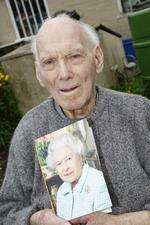 Louis Pearson with his telegram from The Queen