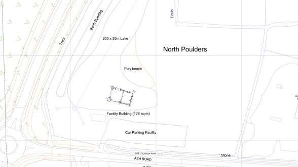 The site for the planned Aquapark at Sandwich is on the corner of the A256 Sandwich Bypass and Ash Road. Picture Kudos Architectural Design for AquaGlide